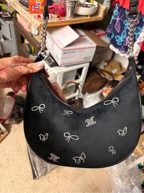 Black juicy couture Rhinestone Accent Shoulder Bag